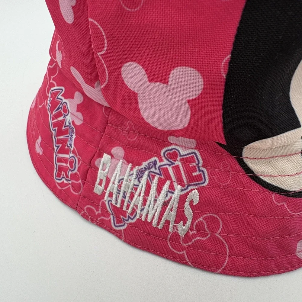 Disney Minnie Mouse Hat Girls One Size Pink Bucket Wide‎ Brim Bow Bahamas Summer